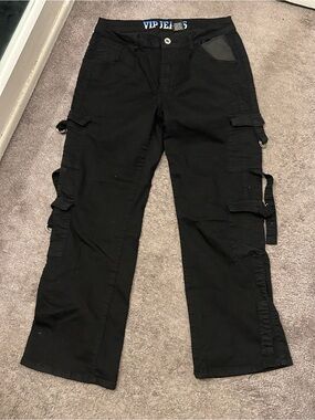 VIP Black Jeans with Blue Logo Waistband
